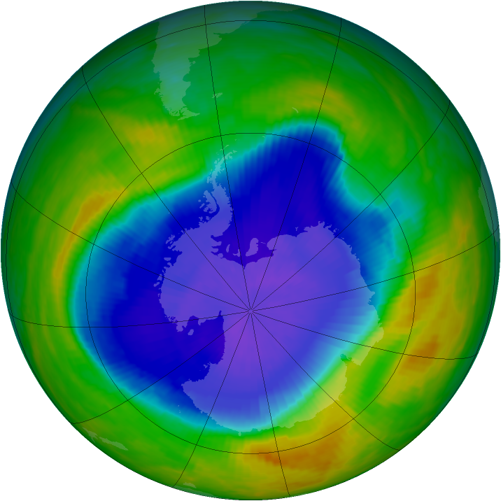 Antarctic ozone map for 17 October 1990